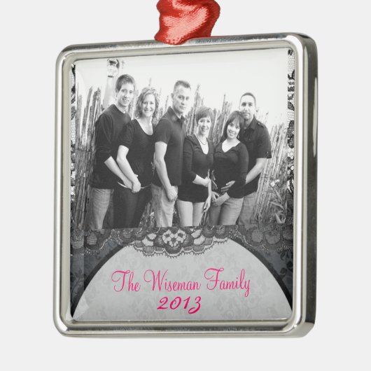 パーソナライズされたカスタムレースフローラ撮影オーナメント メタルオーナメント (左)