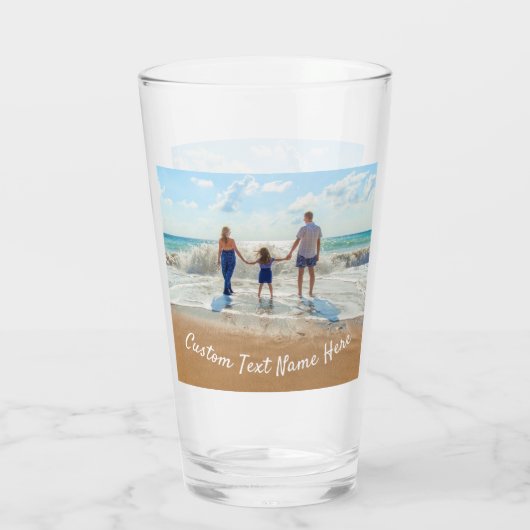 パーソナライズされたカスタム写真と文字名ガラス タンブラーグラス (裏面)