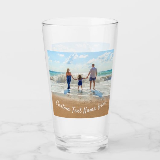 パーソナライズされたカスタム写真と文字名ガラス タンブラーグラス (正面)