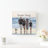 パーソナライズされたカスタム写真と文字 スクエア壁時計 (ホーム)