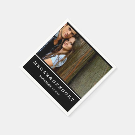 パーソナライズされたカスタム写真のナ結婚プキンス スタンダードカクテルナプキン (角)