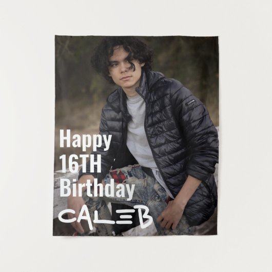 パーソナライズされたカスタム写真パーティー背景 タペストリー (正面)