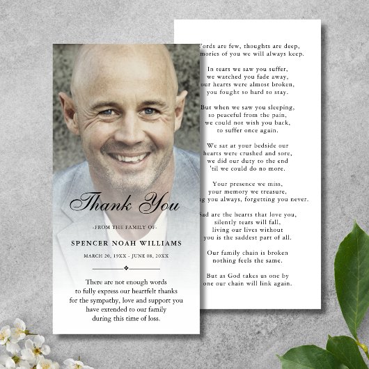 パーソナライズされたカスタム写真悔やみや弔慰 サンキューカード