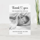 パーソナライズされたカスタム写真生まれたばかりのベビー サンキューカード (正面)