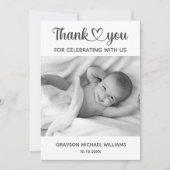 パーソナライズされたカスタム写真生まれたばかりのベビー サンキューカード (正面)