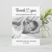 パーソナライズされたカスタム写真生まれたばかりのベビー サンキューカード (スタンド正面)