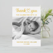 パーソナライズされたカスタム写真生まれたばかりのベビー 箔招待状 (立ち正面)