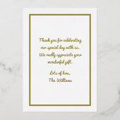 パーソナライズされたカスタム写真生まれたばかりのベビー 箔招待状 (裏面)