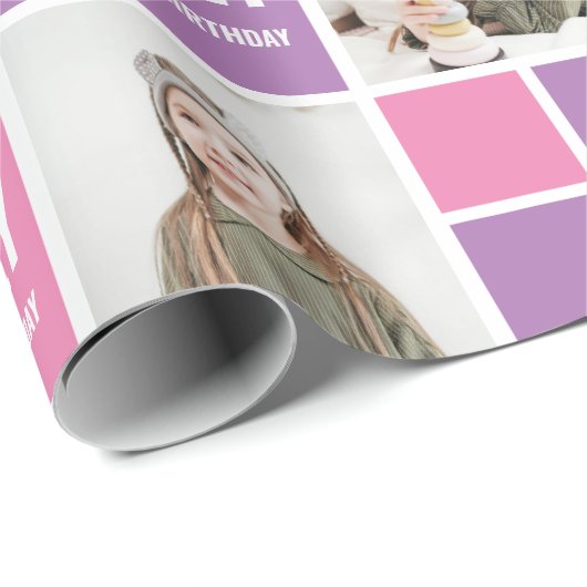 パーソナライズされたカスタム写真誕生日 ラッピングペーパー (ロールコーナー)