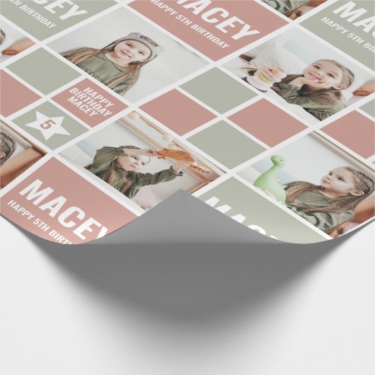 パーソナライズされたカスタム写真誕生日 ラッピングペーパー (角)