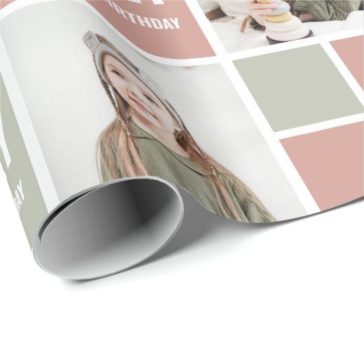 パーソナライズされたカスタム写真誕生日 ラッピングペーパー (ロールコーナー)