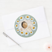 パーソナライズされたカスタム写真、デイジー枠 ラウンドシール (封筒)