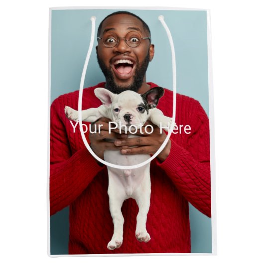 パーソナライズされたカスタム写真 ミディアムペーパーバッグ (正面)