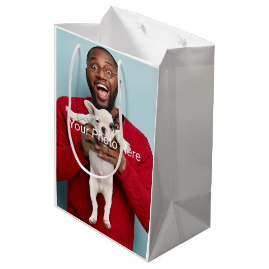 パーソナライズされたカスタム写真 ミディアムペーパーバッグ (裏面アングル)