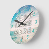 パーソナライズされたカスタム写真 ラウンド壁時計 (傾斜)