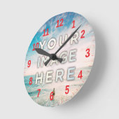 パーソナライズされたカスタム写真 ラウンド壁時計 (傾斜)