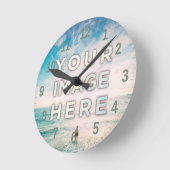 パーソナライズされたカスタム写真 ラウンド壁時計 (傾斜)