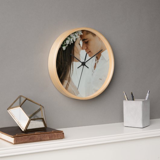 パーソナライズされたカスタム夫婦の写真の新しいギフト結婚 壁時計 (オフィス)