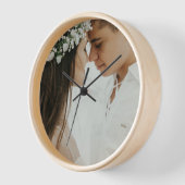 パーソナライズされたカスタム夫婦の写真の新しいギフト結婚 壁時計 (傾斜)
