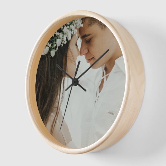 パーソナライズされたカスタム夫婦の写真の新しいギフト結婚 壁時計 (傾斜)