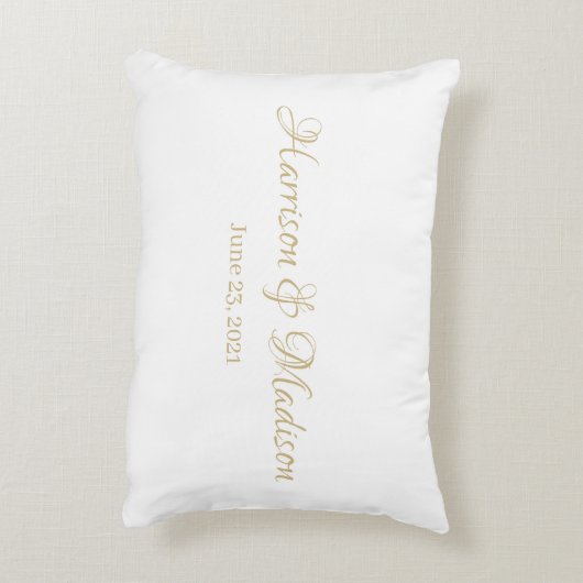 パーソナライズされたカスタム夫婦の名前と日結婚付 アクセントクッション (裏面(縦))