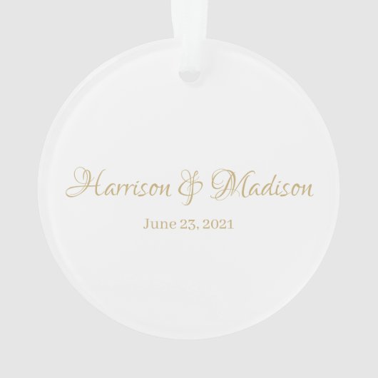 パーソナライズされたカスタム夫婦の名前と日結婚付 オーナメント (裏面)