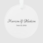 パーソナライズされたカスタム夫婦の名前と日結婚付 オーナメント (裏面)