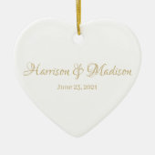 パーソナライズされたカスタム夫婦の名前と日結婚付 セラミックオーナメント (正面)