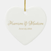 パーソナライズされたカスタム夫婦の名前と日結婚付 セラミックオーナメント (裏面)