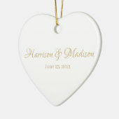 パーソナライズされたカスタム夫婦の名前と日結婚付 セラミックオーナメント (左)