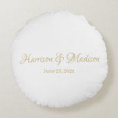 パーソナライズされたカスタム夫婦の名前と日結婚付 ラウンドクッション (裏面)