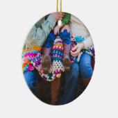 パーソナライズされたカスタム家族の写真ホリデークリスマス セラミックオーナメント (右)