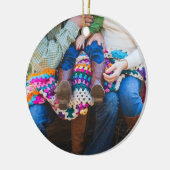 パーソナライズされたカスタム家族の写真ホリデークリスマス セラミックオーナメント (左)