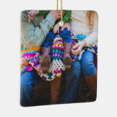 パーソナライズされたカスタム家族の写真ホリデークリスマス セラミックオーナメント (右)