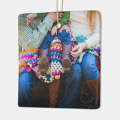 パーソナライズされたカスタム家族の写真ホリデークリスマス セラミックオーナメント (左)