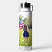 パーソナライズされたカスタム家族の写真 ウォーターボトル (背面)