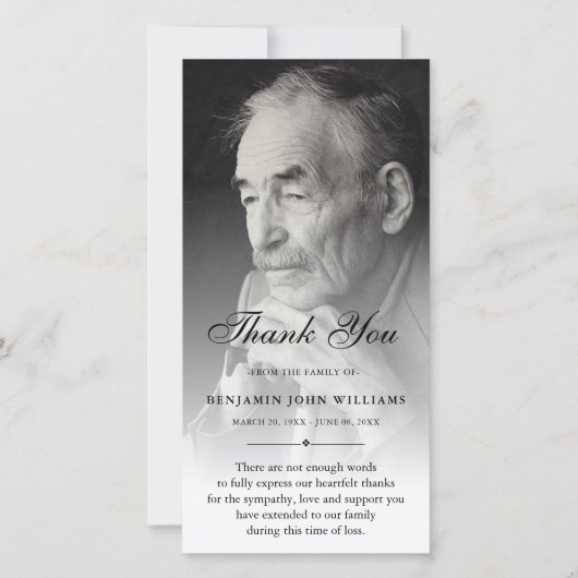 パーソナライズされたカスタム悔やみや弔慰死に感謝 サンキューカード (正面)