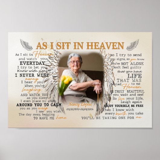 パーソナライズされたカスタム悔やみや弔慰、私は彼に座っている ポスター (正面)