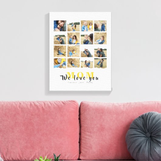 パーソナライズされたカスタム愛ママ16家族写真 キャンバスプリント (インサイチュ (リビング))
