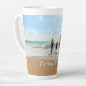 パーソナライズされたカスタム文字と写真ラテマグカップ カフェラテマグ (左アングル)