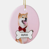 パーソナライズされたカスタム文字ペット犬 セラミックオーナメント (右)