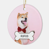 パーソナライズされたカスタム文字ペット犬 セラミックオーナメント (左)