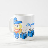 パーソナライズされたカスタム文字笑顔ショッピング絵文字 コーヒーマグカップ (正面左)