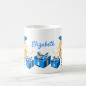 パーソナライズされたカスタム文字笑顔ショッピング絵文字 コーヒーマグカップ (中央)