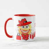 パーソナライズされたカスタム文字笑顔ショッピング絵文字 マグカップ (左)