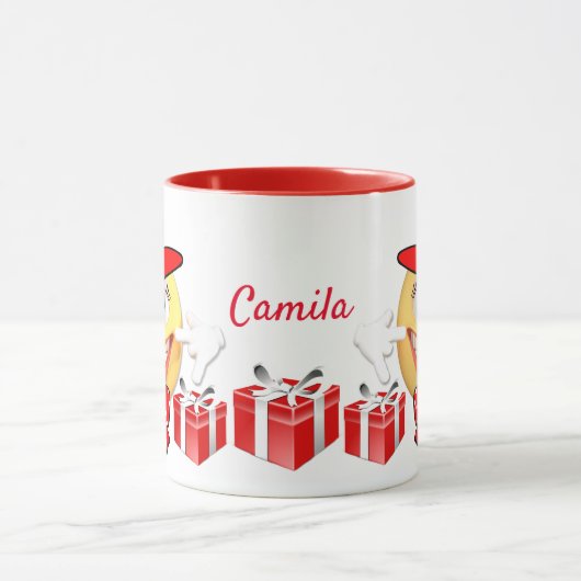 パーソナライズされたカスタム文字笑顔ショッピング絵文字 マグカップ (中央)