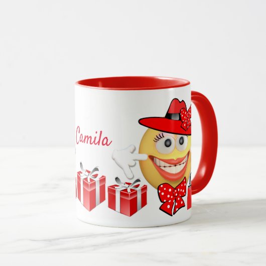 パーソナライズされたカスタム文字笑顔ショッピング絵文字 マグカップ (正面右)
