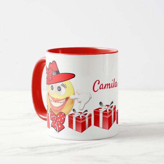 パーソナライズされたカスタム文字笑顔ショッピング絵文字 マグカップ (正面左)