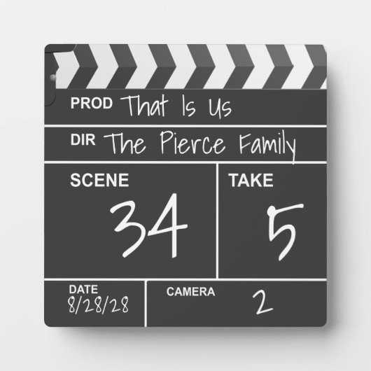 パーソナライズされたカスタム映画クラップボードホームシアター フォトプラーク (正面)