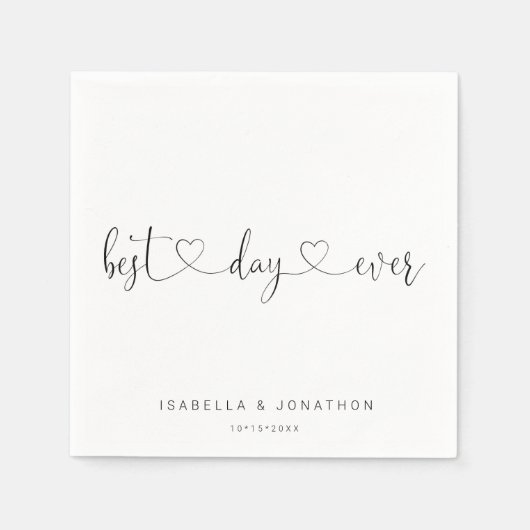 パーソナライズされたカスタム最高の日のナプキ結婚ン スタンダードカクテルナプキン (正面)